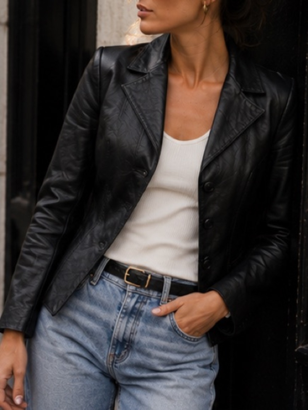 Wilsons Leather Black Leather Blazer Jacket